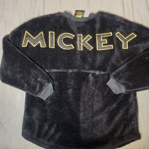 Disney Spirit Jersey Small Mickey Mouse Black Gold Collection Fleece Sherpa Logo